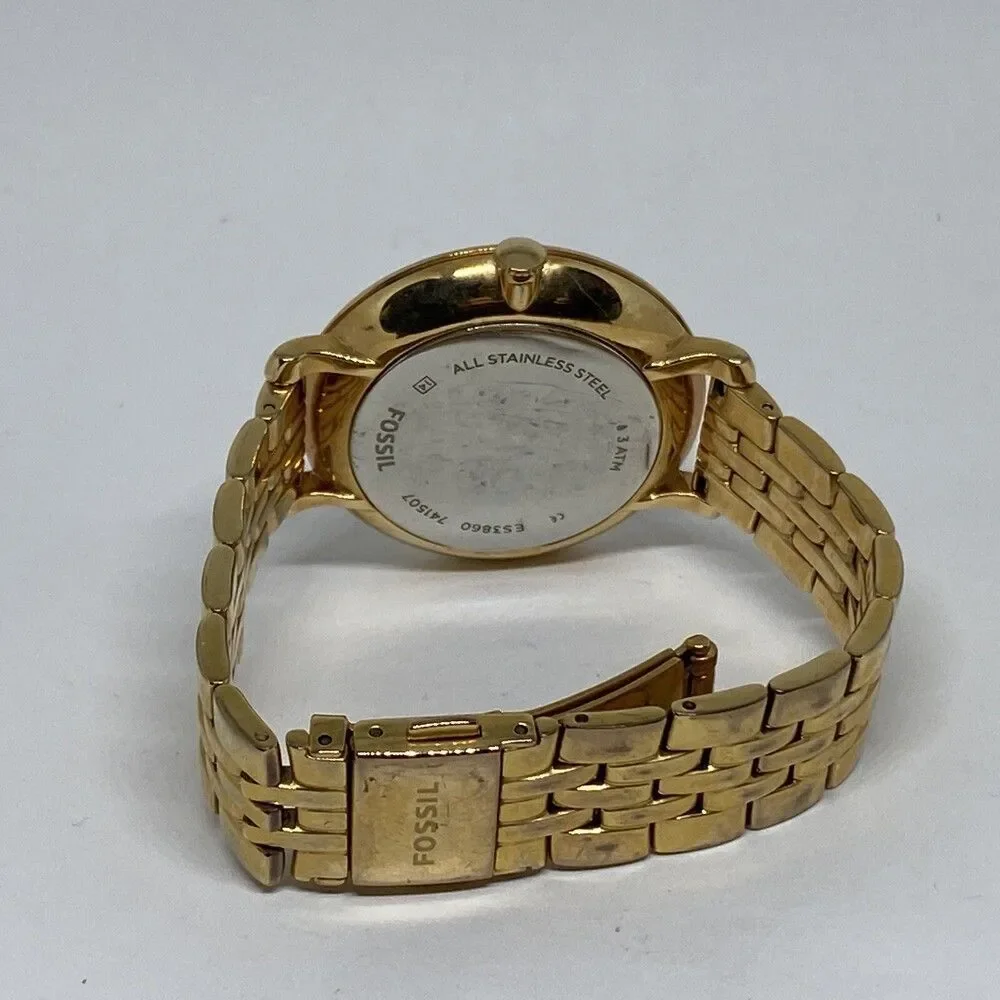 Fossil ES3860 Womens Gold Stainless Steel Analog Dial Quartz Genuine Watch EY619